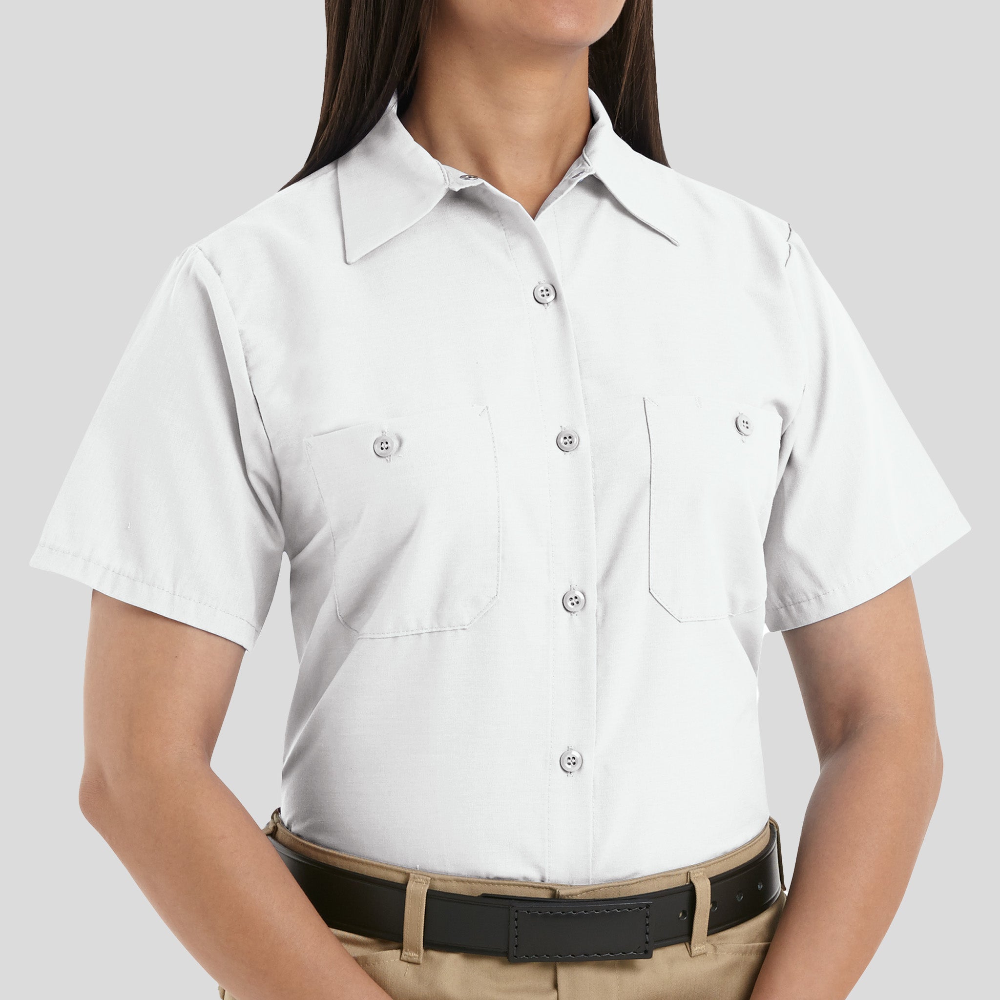Women's Short Sleeve Industrial Work Shirt | White