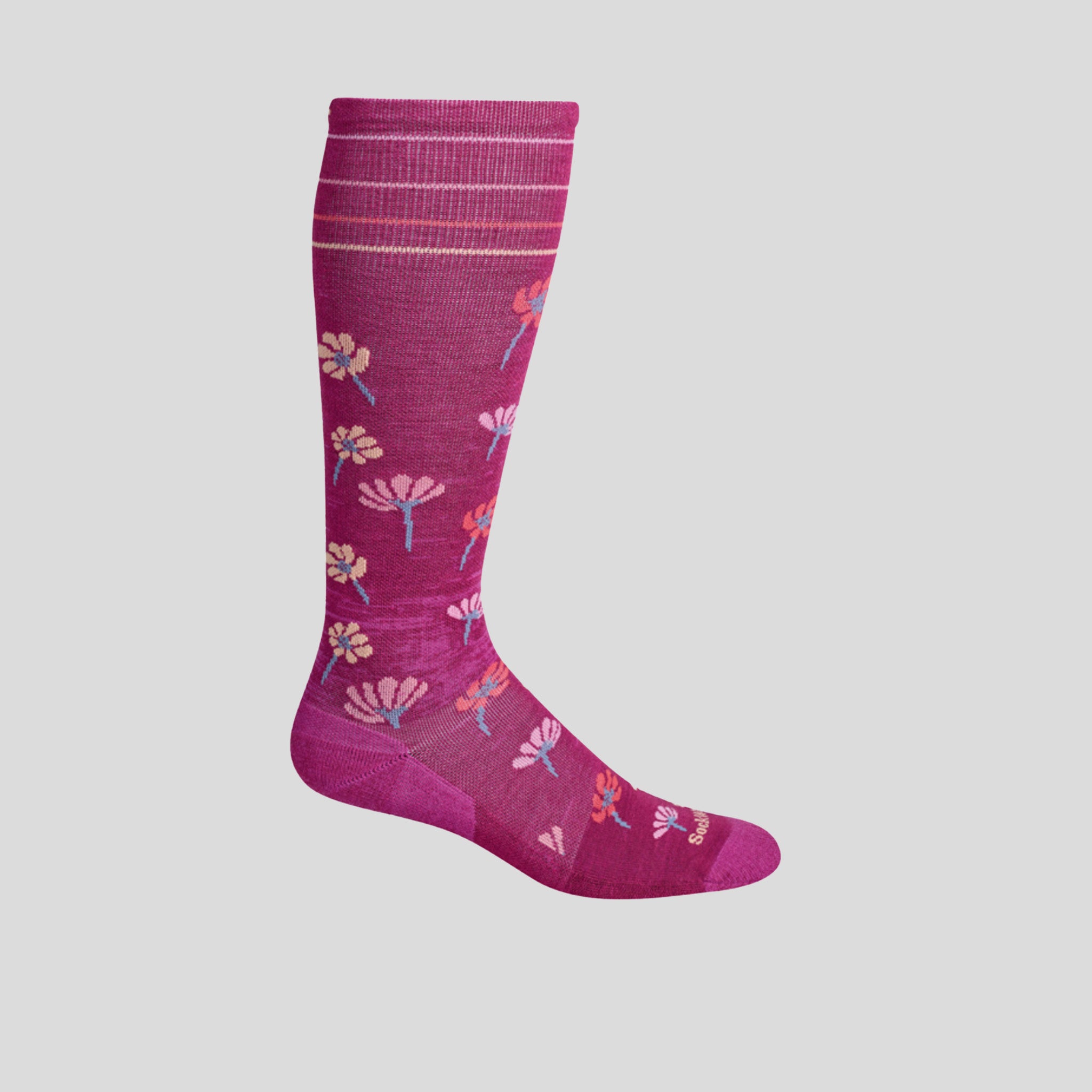 Field Flower Moderate Graduated Compression Socks | Magenta