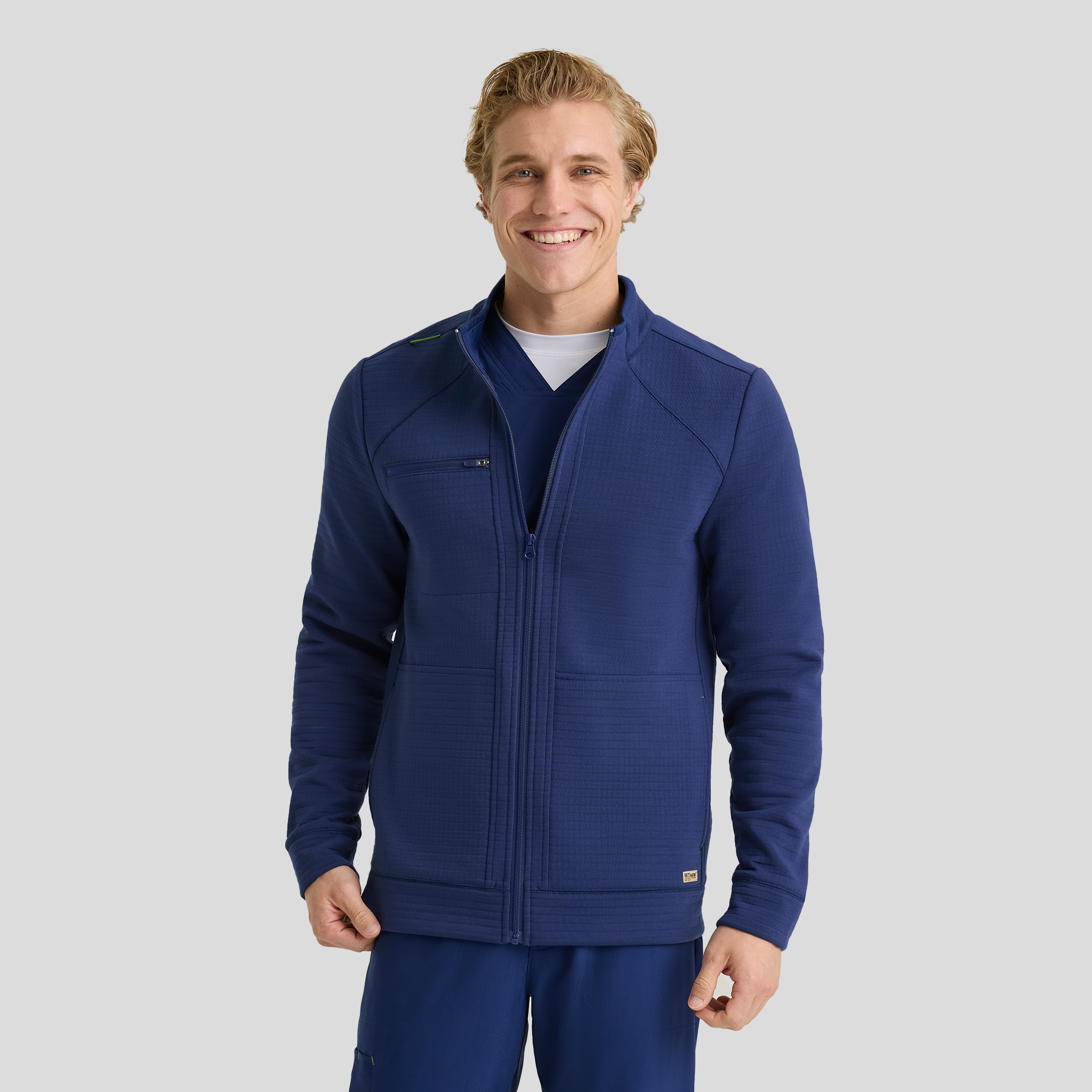 Ron Men's 5 Pocket Funnel Neck Zip Front Jacket | Navy