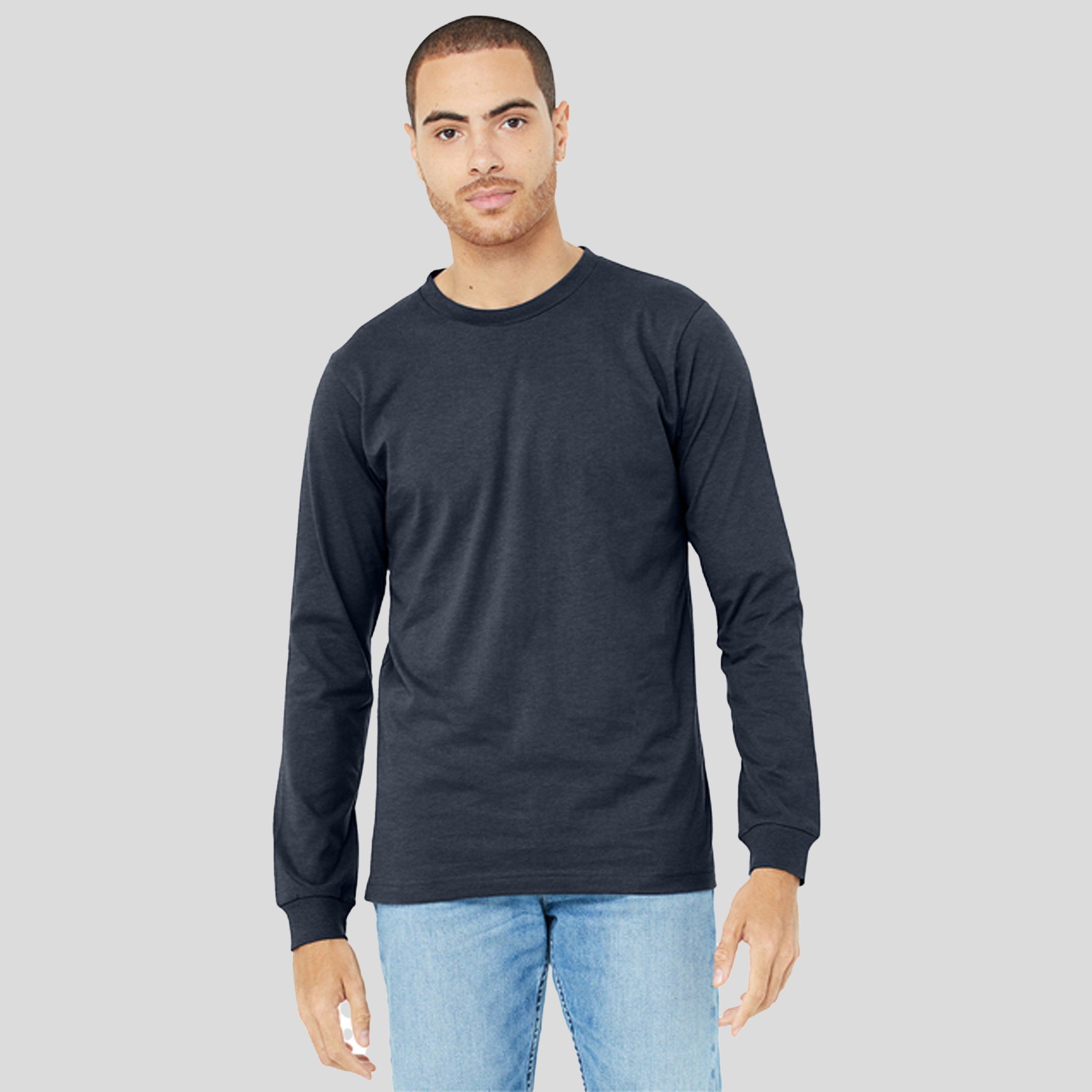 Unisex Heather CVC Long Sleeve Tee | Heather Midnight Navy